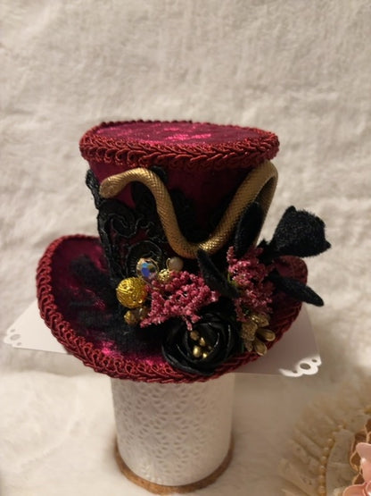Burgundy MysticalCreationsByMaira Snake mini top hat