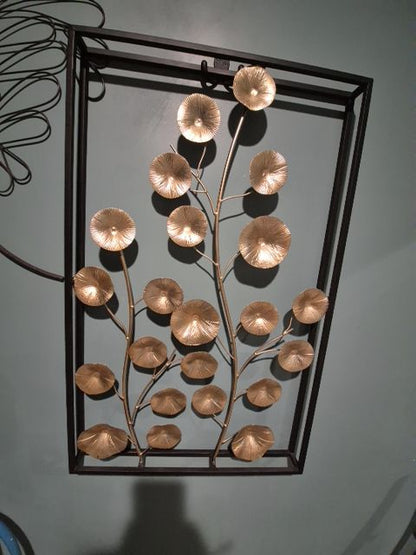 Black & Bronze  Metal Floral Wall Art, 20" × 31.5" × 2"