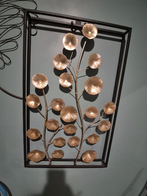 Black & Bronze  Metal Floral Wall Art, 20" × 31.5" × 2"