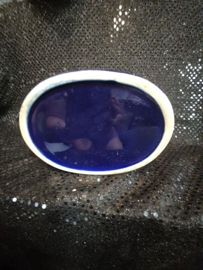 Cobalt Blue Vintage Ceramic Canister, 7" × 5" × 5"