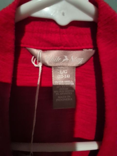 Red w/ Floral White Stag Top, LG