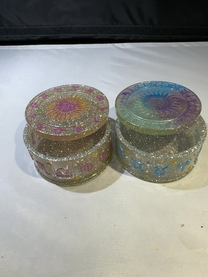 Multi Colored Luminous Creations Epoxy, resin trinket box, 3X3X2 inches