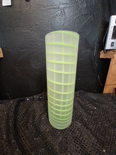 Lime Green Swirl  '70's Vase, 3" × 10"