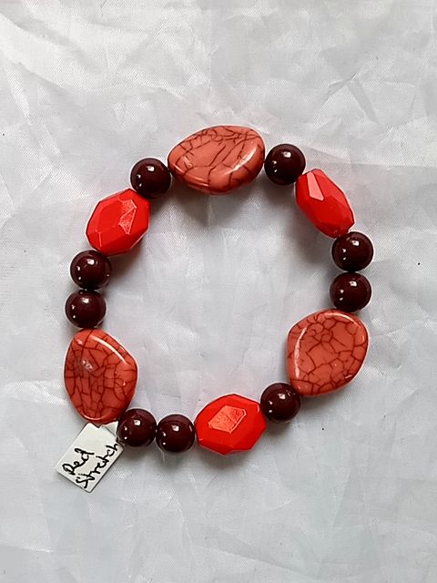 Red  Beaded stretch bracelet