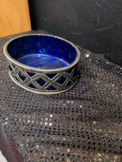 Antique cobalt/silver dish