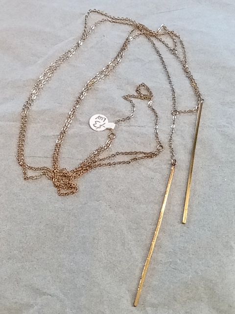 Gold  Bar pendant chain necklace