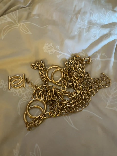 Bebe gold tone multi strand chain belt