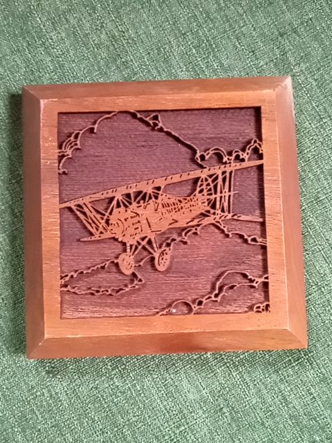 Brown Lasercraft Biplane Plaque