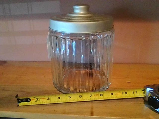 vintage kitchen Vintage Glass & metal canister, 6.5" diameter