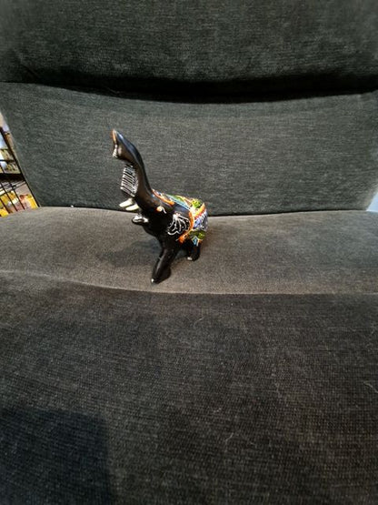 Black  Lacquered Elephant Figurine, 3.5" × 2.5" × 5"