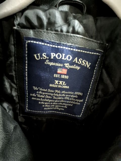 Black U.S. Polo Assn. Jacket, Faux Leather, XXL