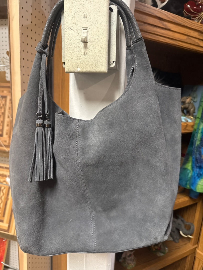WHBM Slate Faux Suede Purse