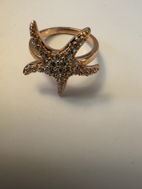 FD 925 China stamped rose gold starfish ring 6.5