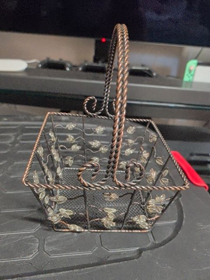 Wire Basket w/Beading, 7.5" Square x 10"