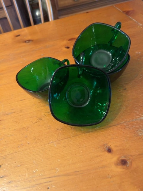 Vintage “Charm” Green glass cups