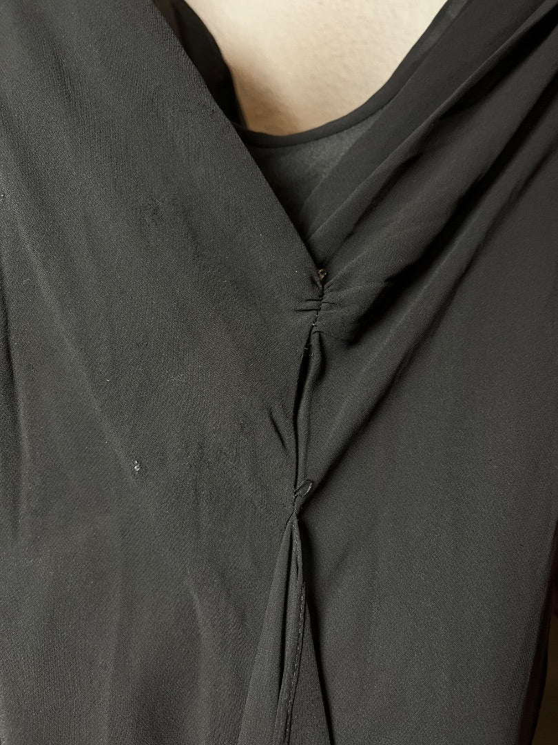 90s Black Flowy Formal Dress, M