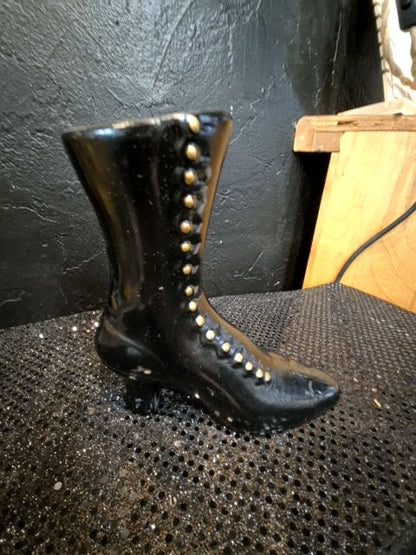 Black  Ceramic Boot, 7" × 3" x 7"