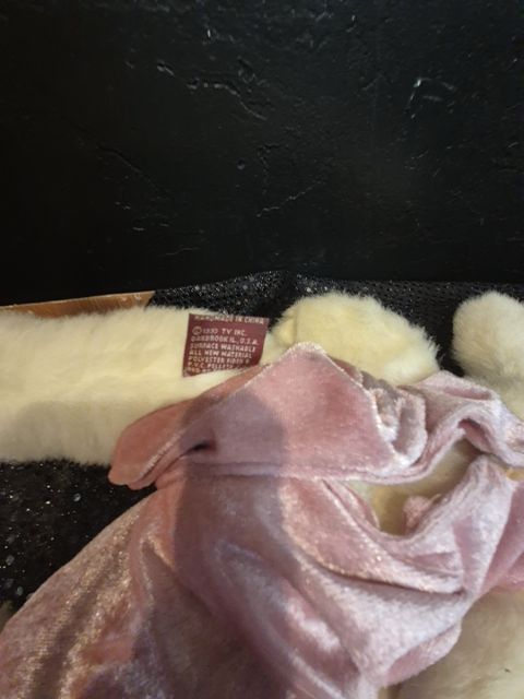 White Ty Attic Treasures Plush Bunny Sara in Rose Velvet, 11.5"