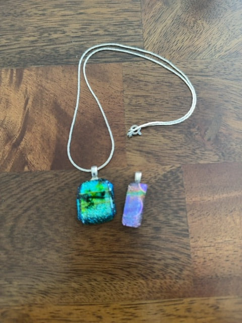 Artisan Glass and Silver Necklace W/extra charm
