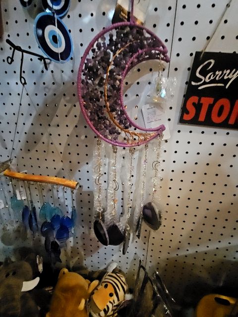 Purple Amethyst crystal moon Wind chime