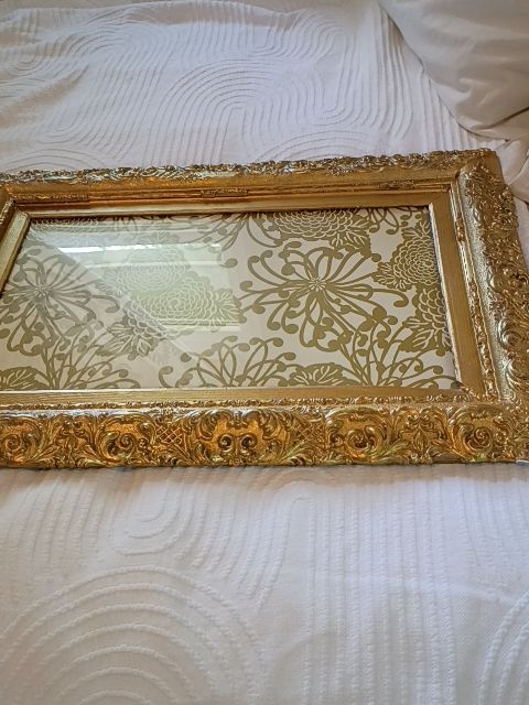 Antique gold ornate frame 16" x 24" gold floral print