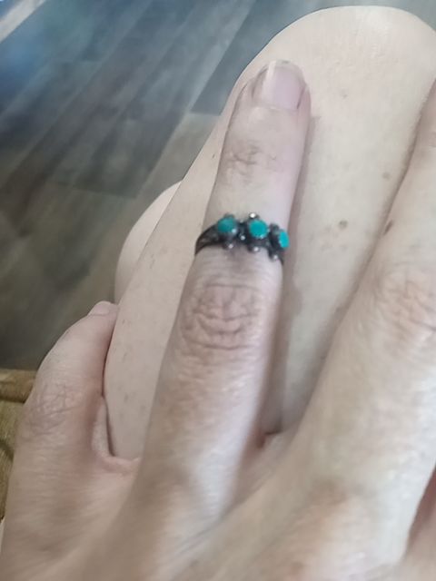 Zuni petite point sterling and turquoise  adjustable, 5