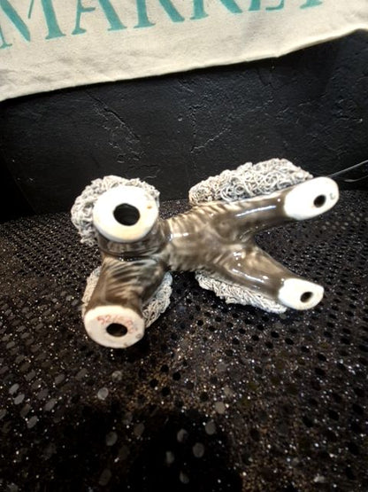 Grey Vintage Porcelain Poodle Figurine, 4" × 3" × 4.25"