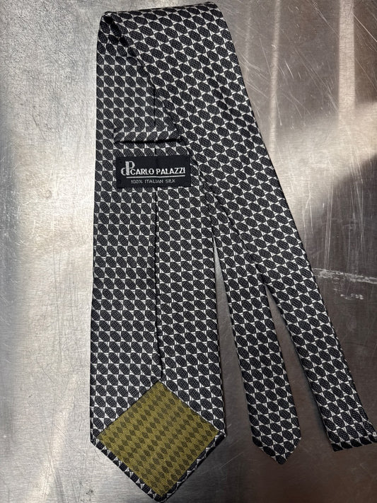 100% Italian Silk Pcarlo Palazzi Black & White Tie