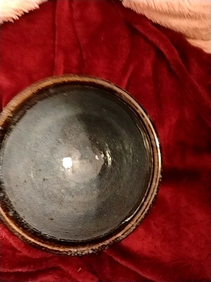 Sage With Black Trim & Blue Swirl  Hand Thrown Pottery Goblet