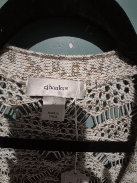 CJ Banks Open Knit Cardigan