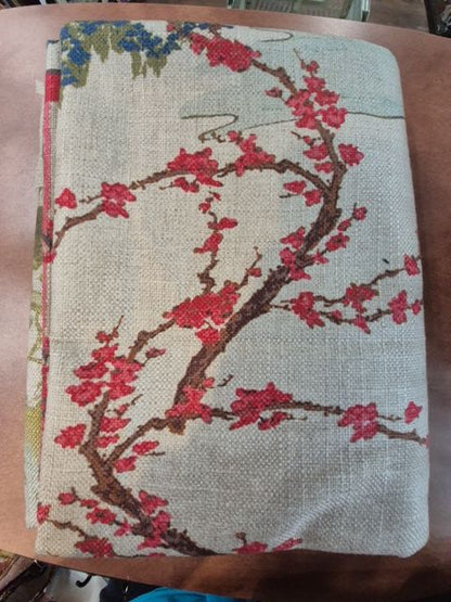 Tan w/Red Temple Type Bulding Regal Fabrics ExclusiveBasketweave Fabric, 57" × 76"