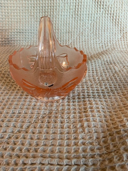 pink Imperial Imperial pink glass basket, 4.75”
