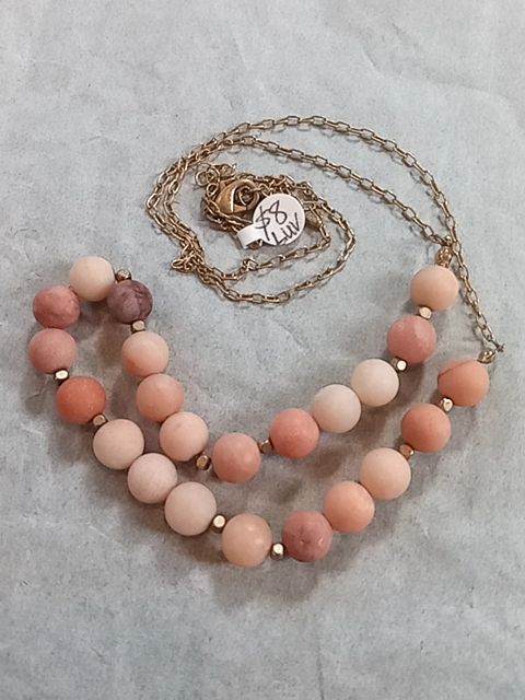 Orange  Stone bead chain necklace