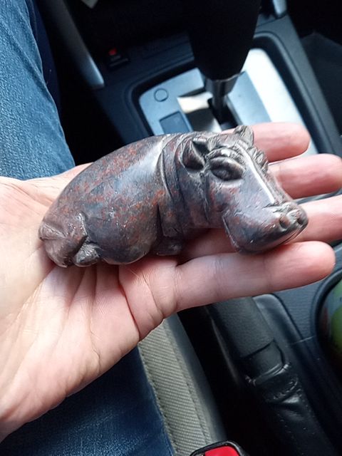 Vintage stone red flecked hippo