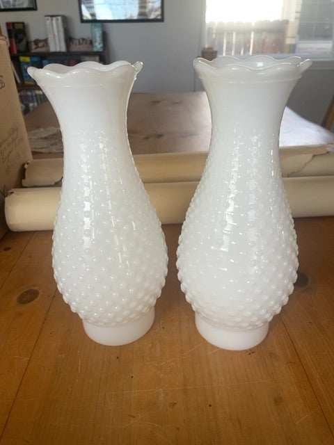 Milk glass lamp shade sconces (set of 2)