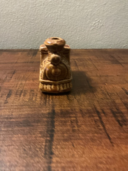 Brown Unknown Train toothpick holder, 2.75”