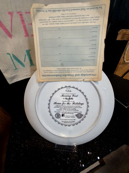 Silver Border Terry Redlin "Morning Frost" Home for the Holidays Collection Plate, 9.25"