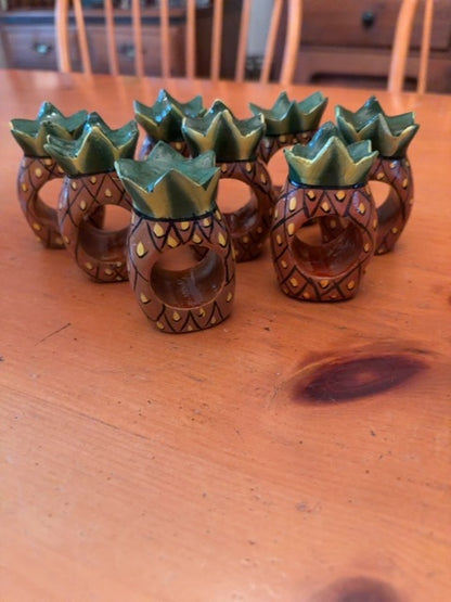 Wooden pineapple napkin rings
