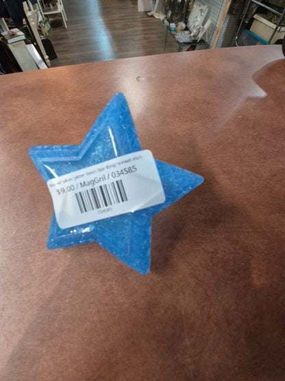 Blue w/ silver glitter Resin Star Ring/ trinket dish