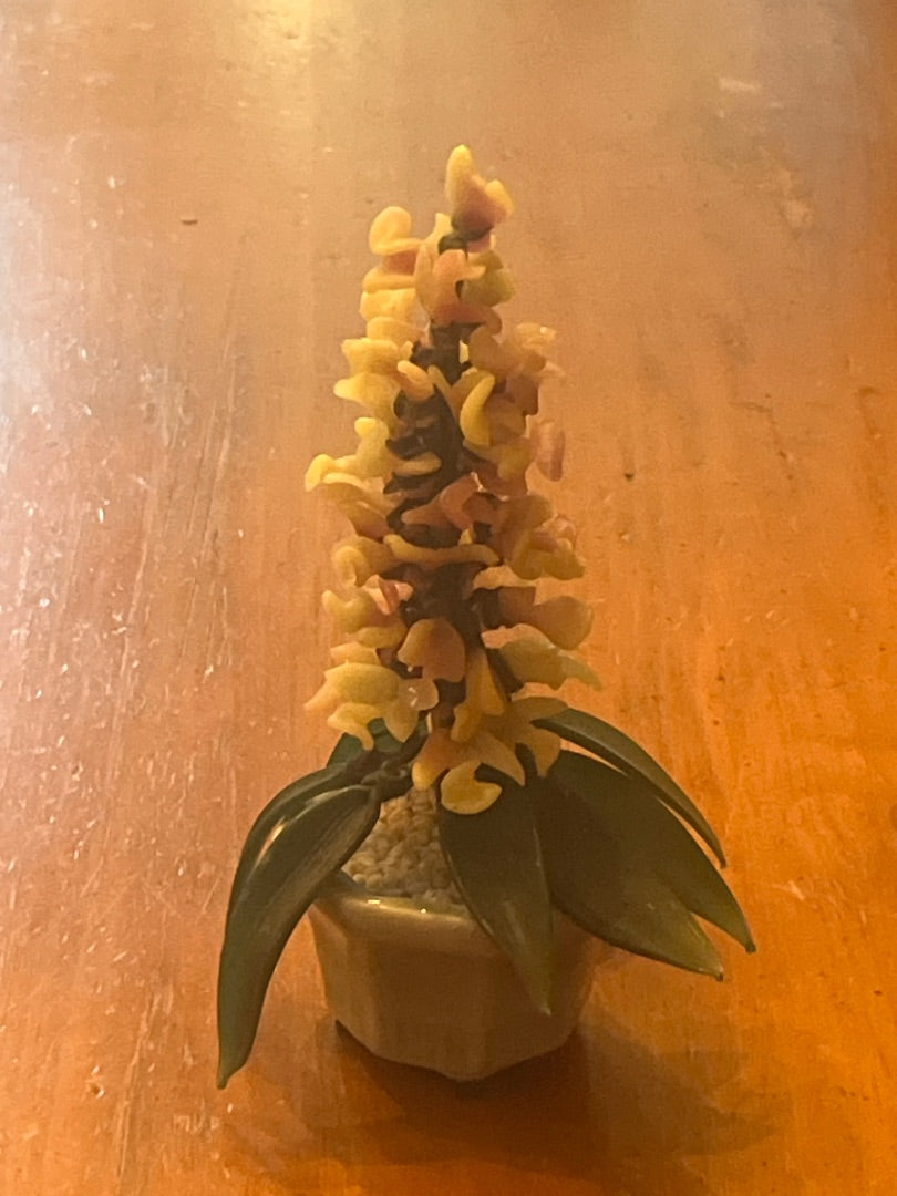 Handcrafted glass flower arrangement, 6” T