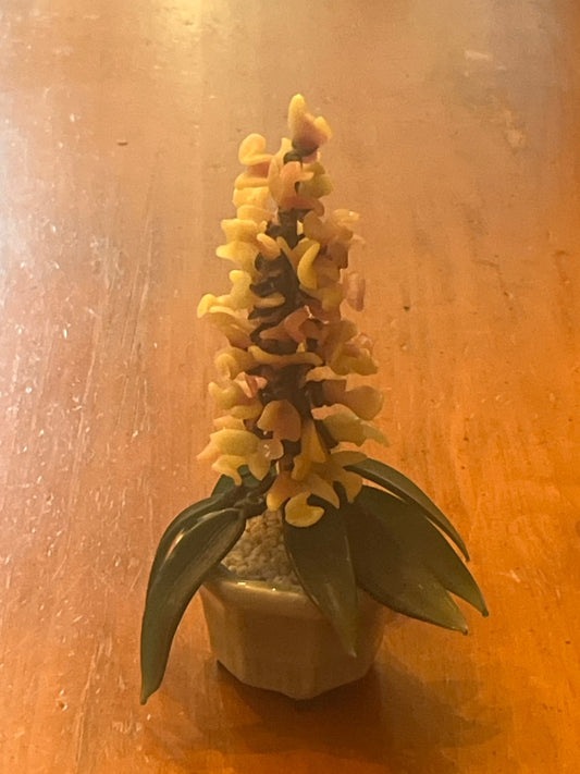 Handcrafted glass flower arrangement, 6” T