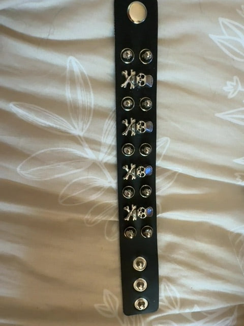 Grunge punk black w/silvertone skeleton cuff