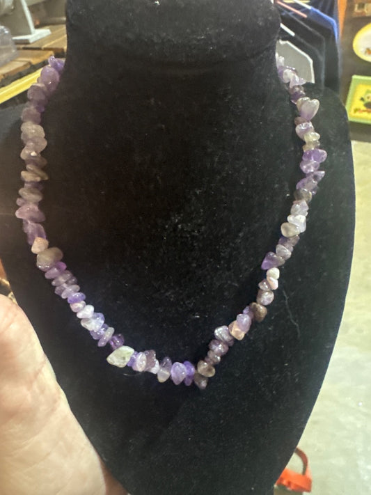 Amethyst chip and sterling necklace
