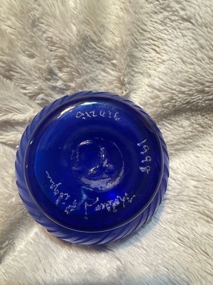 Handmade Colbalt blue vase with butterfly