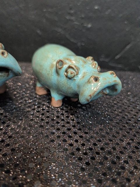Set of 3  Blue Hippo Figures
