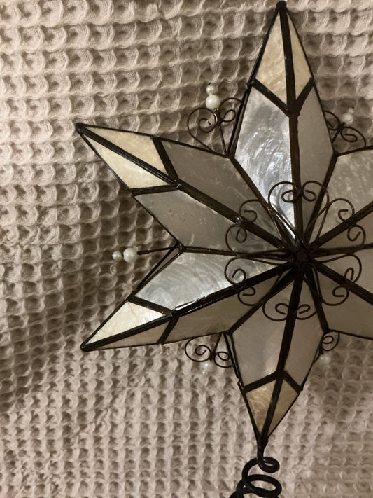 White Capiz Capital Tree topper, 10.5”x4.75”
