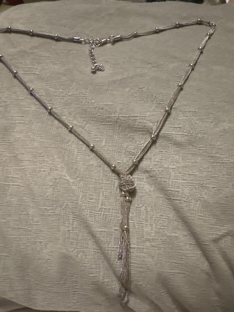 Silver Chicos Chicos long silver bead necklace, 7 to 8 inches