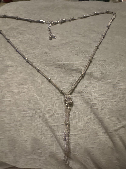 Silver Chicos Chicos long silver bead necklace, 7 to 8 inches