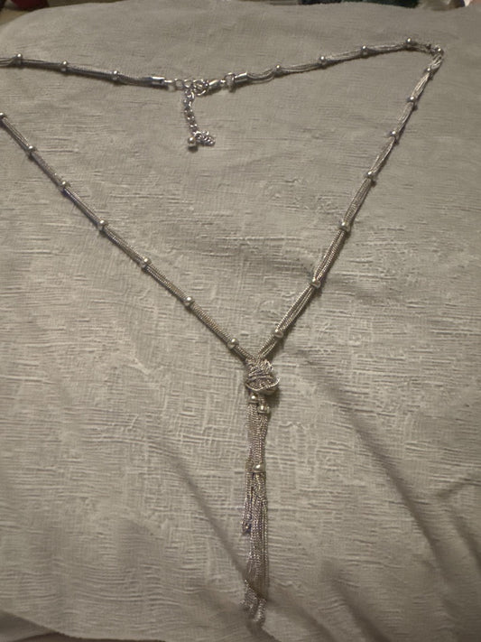 Silver Chicos Chicos long silver bead necklace, 7 to 8 inches