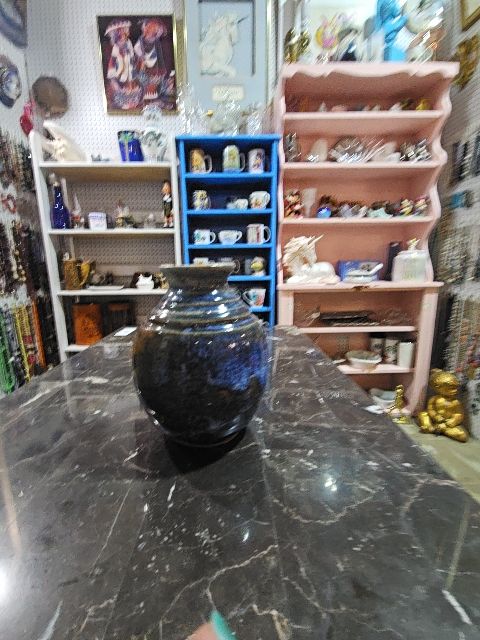 Blue ceramic vessel